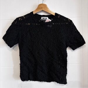 Elegant Black Lace Short Sleeve Top